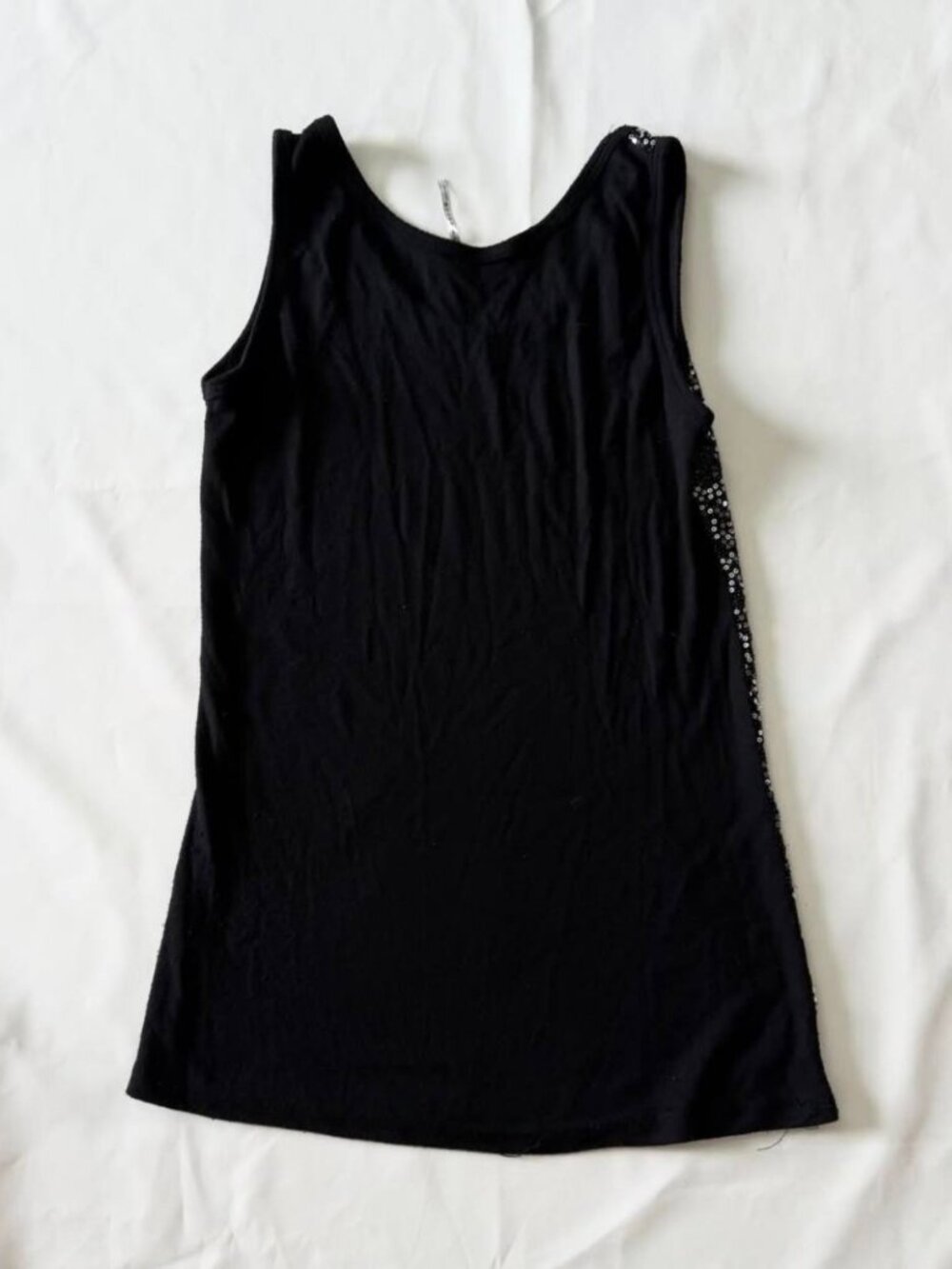 Black Sequin Tank Top Sparkly Sleeveless Y2K Party Going Out Top - Picture 4 of 5